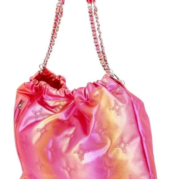 Pink and Yellow Iridescent/ Chromatic Paris Hilton Quilted Women's Bag - Picture 3 of 6